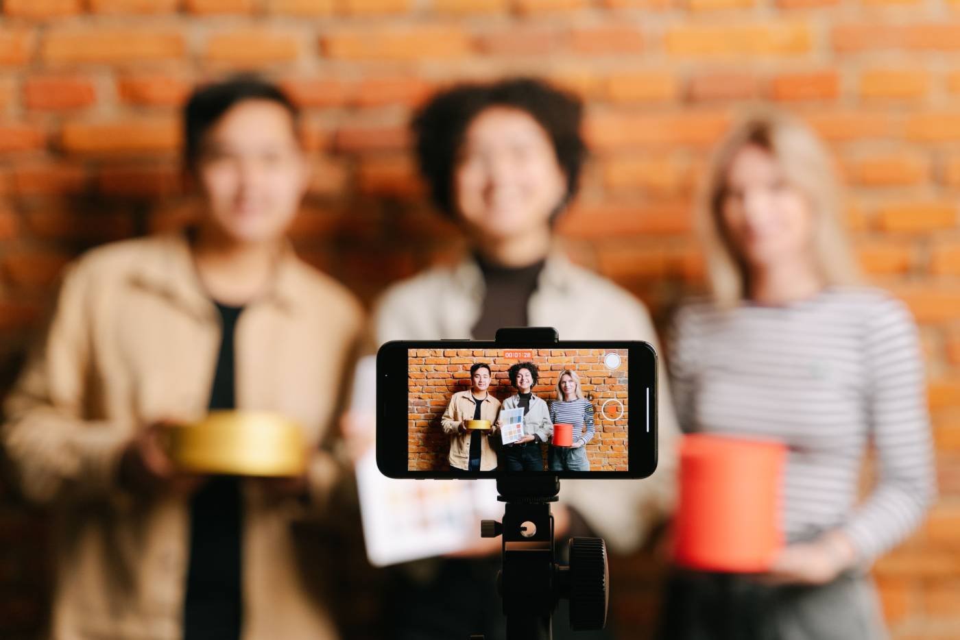 Business owner creating short-form video content for social media marketing